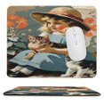 thumbnail image 1 of Girl Loved Cat Mouse Pad - Studio Series, Computer Mouse Mat with Anti-slip Rubber Base, Mouse Pad with Stitched Edge,Mouse Pad for Computers，Laptop 10"x12", 1 of 8