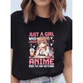 thumbnail image 1 of Girl Loves Anime Purple Print Short Sleeve T-Shirt For Women 1 Pcs Gildan Plain T-Shirt 100% Heavy Cotton - Comfortable Crew Neck, Soft Tees Casual Tops, 1 of 6
