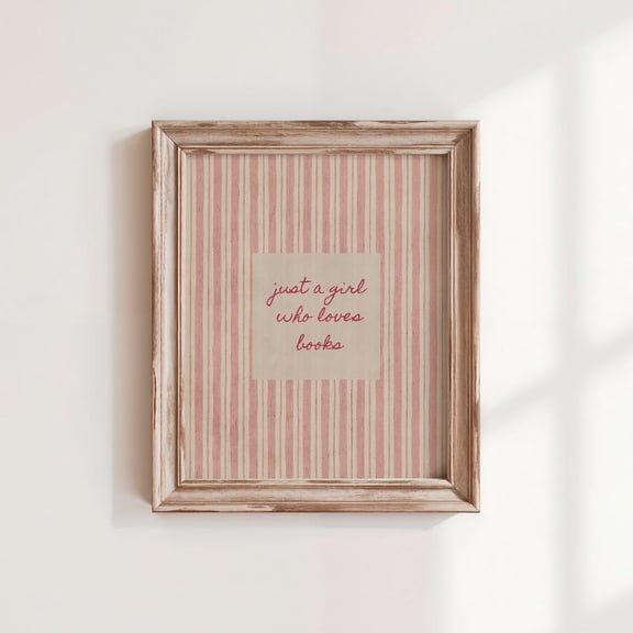 Girl Loves Books Wall Art Print Retro Reading Decor