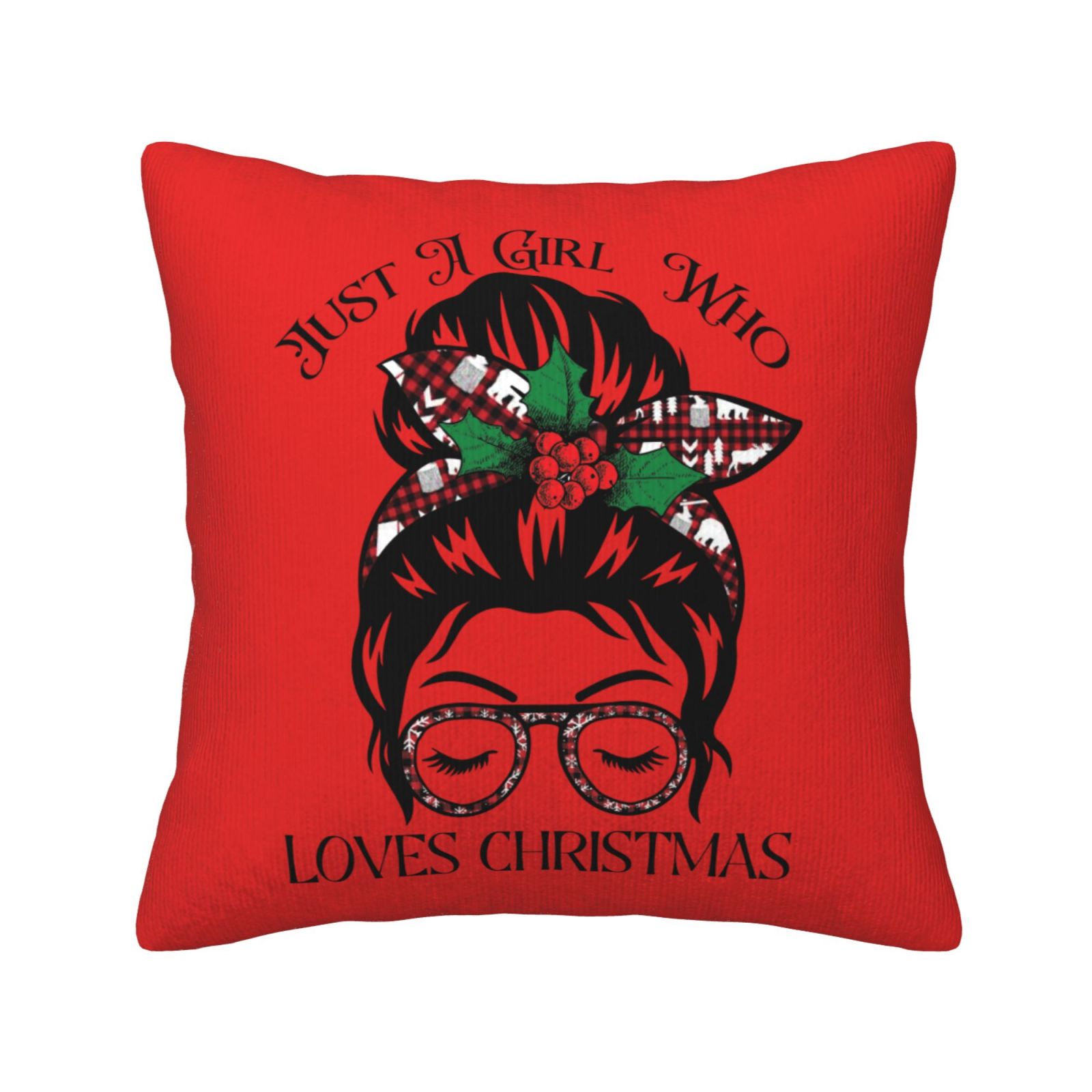 Girl Loves Christmas Christmas Pillows Cozy Throw Pillows Decorative Pillows Cute Gift for Xmas