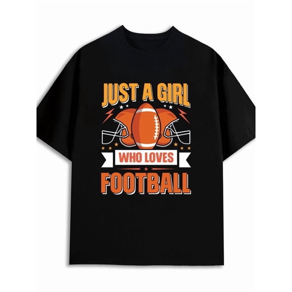 Girl Loves Football fitness graphic t shirts t shirt for men 180G 100% Cotton black Hip-hop street style Wearable year-round gym boxing Unique Design Unisex Shirt Graphic Tee tshirts