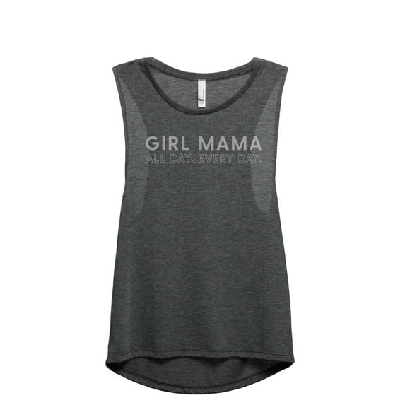 Girl Mama All Day Every Day Women's Fashion Sleeveless Muscle Workout Yoga Tank Top Charcoal Grey Large