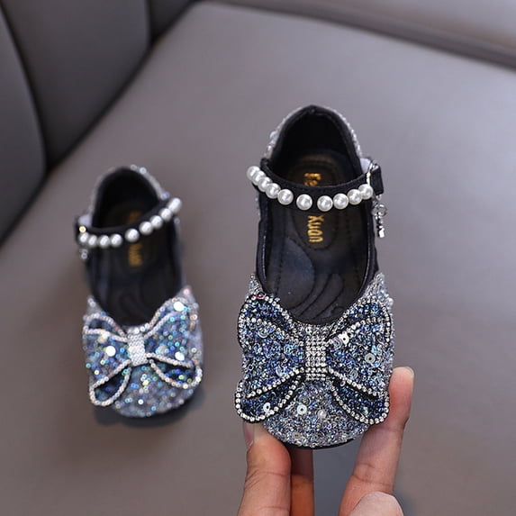 Girl Mary Jane Dress Shoes Shining Bow Princess Shoes Wedding Party