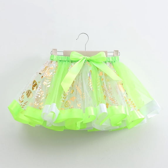 Girl' Mesh Skirt Elastic Waist Puffy Skirt Floral Casual Performance Skirt for Girls 3-8 Years