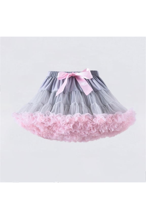 Girl Mesh Tutus Skirt Colorful Layered Tulles Skirt Princess Birthday A-Line Dance Skirt Toddler Skirts Girls Gray 0-2Y