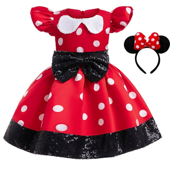 Girl Minnie Polka Dot Fancy Party Dress Halloween Birthday Christmas Party Outfits