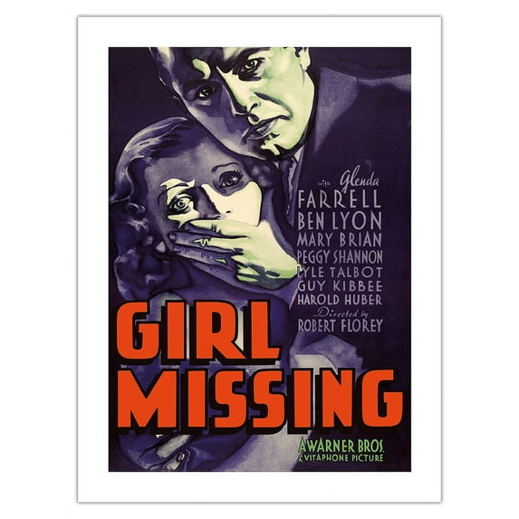 Girl Missing - Starring Glenda Farrell Ben Lyon Mary Brian - Vintage Film Movie Poster c.1933 - Fine Art Matte Paper Print (Unframed) 24x32in