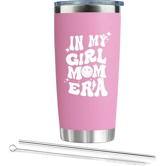 In My Girl Mom Era Tumbler With Straw - Mothers Day Gift, Girl Mama Coffee Cup For Mom of Girls, New Mom, Mommy,Pregnant Moms, Expecting Mom, Mom To Be - 20 Oz Girl Mom Travel Mug