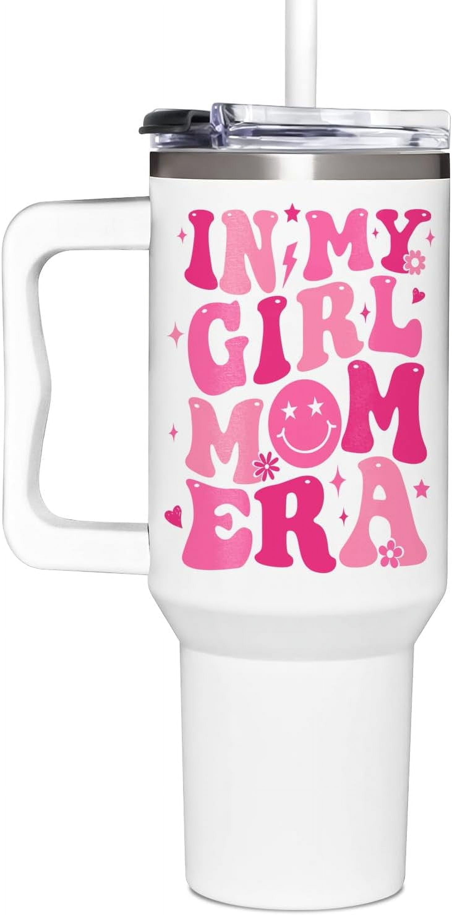 Girl Mom Gifts - Gifts for Mom Girl Birthday, Mother Day, Christmas - Girls Moms Era Tumbler 40oz With Handle & Straw