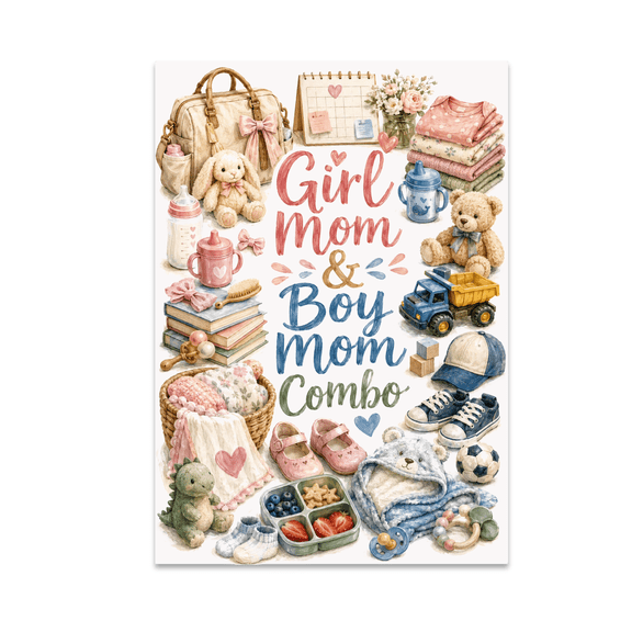 Girl Mom and Boy Mom Combo Decorative Wall Art - Mom Groups - 13x19 Poster Print