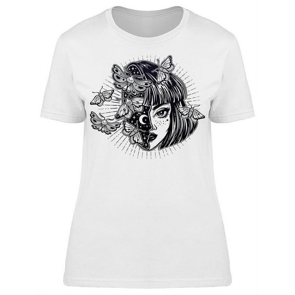 Girl Moth Butterflies T-Shirt Women -Image by Shutterstock, Female Large