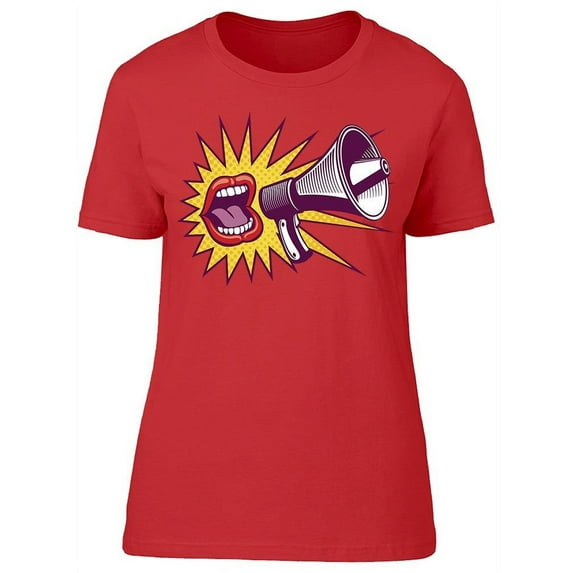 Girl Mouth With Megaphone T-Shirt Women -Image by Shutterstock, Female XX-Large
