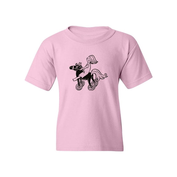 Girl On A Toy Horse T-Shirt Juniors -Image by Shutterstock,  Large