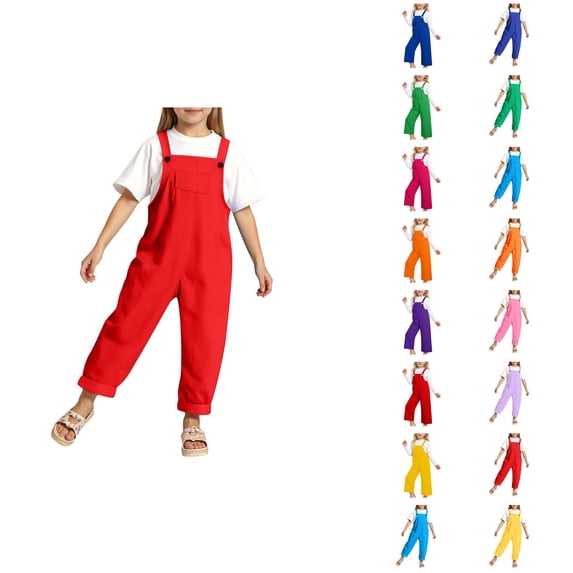 Girl Or Boy Solid Color Cute Trousers Children's Cute Suspenders (3 14y)