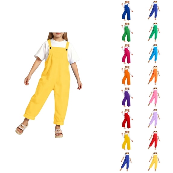 Girl Or Boy Solid Color Cute Trousers Children's Cute Suspenders (3 14y)