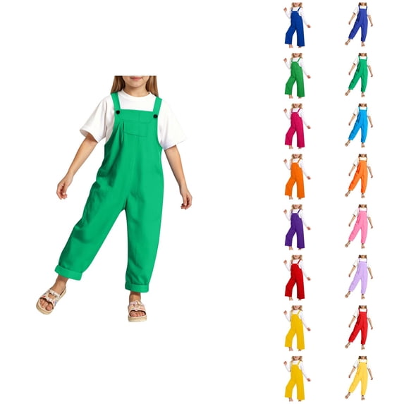 Girl Or Boy Solid Color Cute Trousers Children's Cute Suspenders (3 14y)