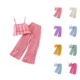 thumbnail image 1 of Girl Outfit Girl Sets Baby Girl Clothes Toddler Girl Summer Outfits Sleeveless Ruffle Halt Er Tops Wide Leg Pants Kids Clothing Set, 1 of 4