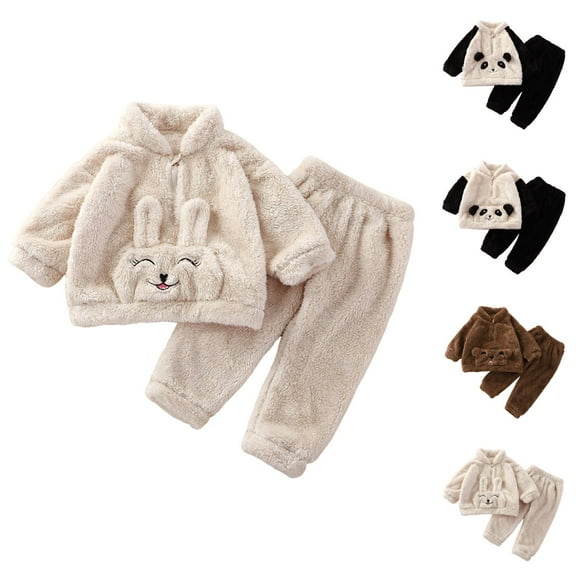 Girl Outfit Girls Clothing Set Toddler Girls Winter Long Sleeve Cartoon Bear Panda Rabbit Prints Tops Pants 2PCS Outfits Clothes Set
