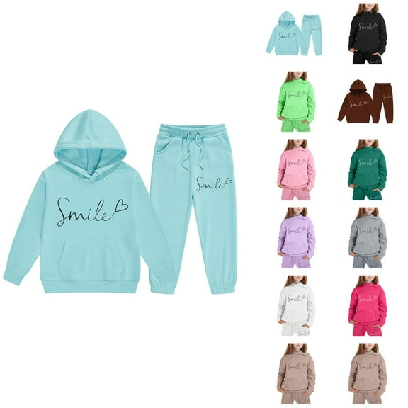 Girl Outfit Girls Sets Children Kids Boys And Girls Long Sleeve Letter Printed Lightweight Hoodie Sweatshirts And Long Pants Set Outfit