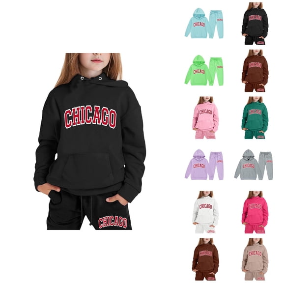 Girl Outfit Sets for Girls Children Kids Boys And Girls Long Sleeve Letter Printed Lightweight Hoodie Sweatshirts And Long Pants Set Outfit