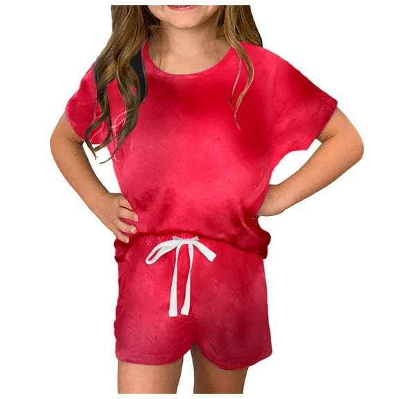 Girl Outfits 10/12 Girls Summer T Shirt And Shorts Set With Side Pockets Shorts Set Girls Music Lover Shirt And Shirts Set Back to School Outfits for Girls Z02-C, 110