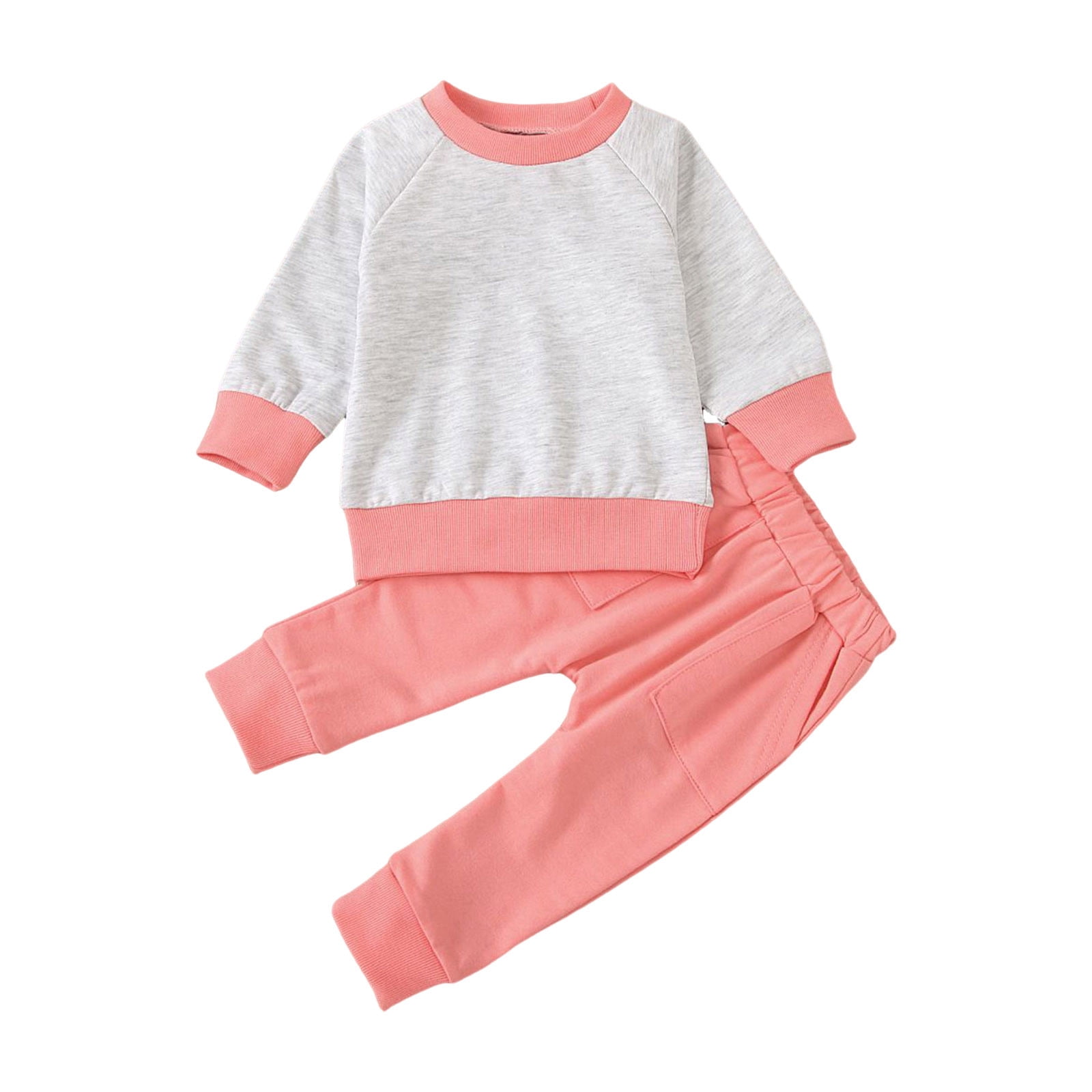 Girl Outfits Baby Boy Fall Winter Clothes Color Block Long Sleeve ...