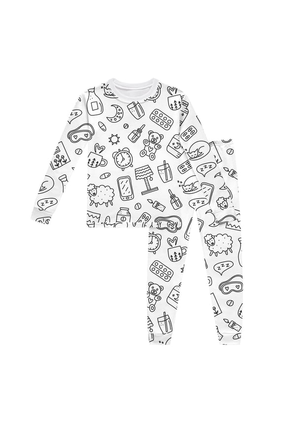 Girl Outfits Clothes Crew Neck Long Sleeve Top Trousers Diy Hand Painted Home Kids Clothing Sets