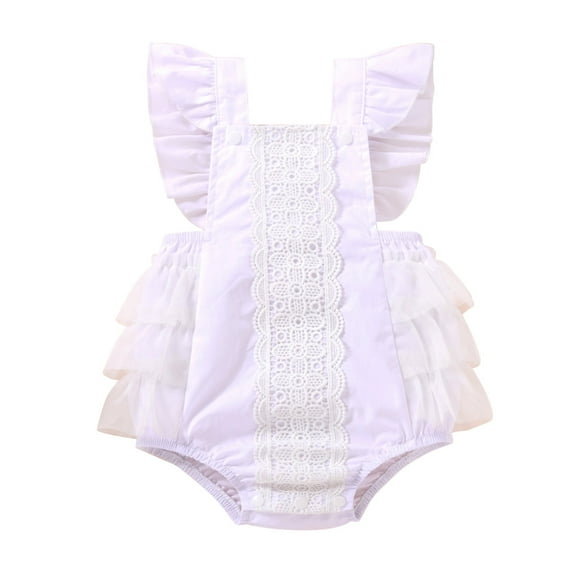 Girl Outfits Cute Letter Embroider Girls Ruffle Sleeveless Romper Bodysuit Summer Baby Girl Clothes for Baby Girls 0-3 Months
