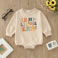 thumbnail image 1 of Girl Outfits Cute Letter Printed Long Sleeve Romper Sweatshirt Baby Sleeper for Boys 0-3 Months, 1 of 7