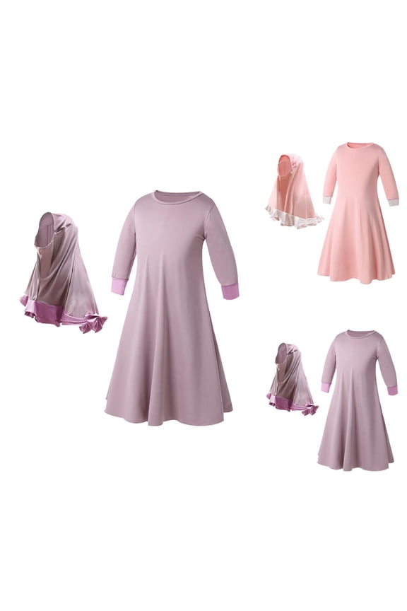 Girl Outfits Girl Set Toddler Baby Kid Girl Ramadan Abaya Dubai Robe Traditional Clothing Dress