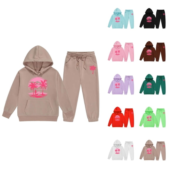 Girl Outfits Girls Clothing Set Child Toddler Boys Girls Long Sleeve Solid Warm Hoodie Pullover Tops Pants Kids Outfits Sweat Suit