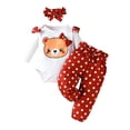 thumbnail image 1 of Girl Outfits Long Sleeve Cartoon Romper Bodysuit Dot Prints Pants Headbands Clothes For Girls White, 1 of 7
