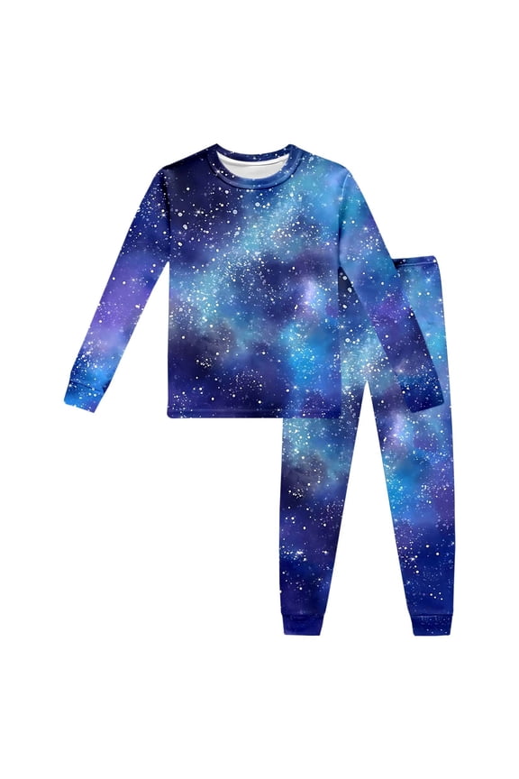 Girl Outfits Long Sleeved Space Star Printed Home Wear Top Pants Suit Casual Set Clothes