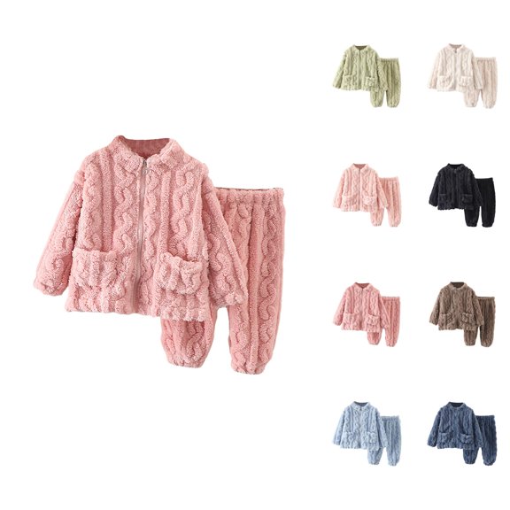 Girl Outfits Sets for Girls Girls Flannel Pajama Set Warm Winter Outfit Soft Sleepwear For Toddler Kids Cozy Home Loungewear