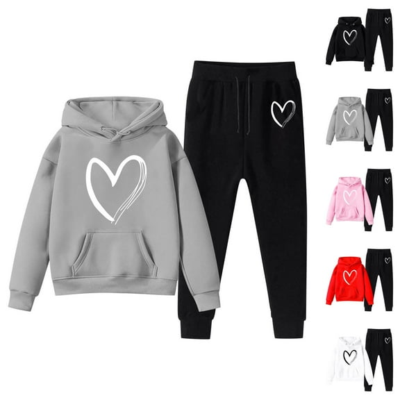 Girl Outfits Sets for Girls Sweatshirt Girls Kids Boys Kids Hooded Tracksuit Unisex Two Piece Outfits Hoodie Sweatshirt Sweatpants Set