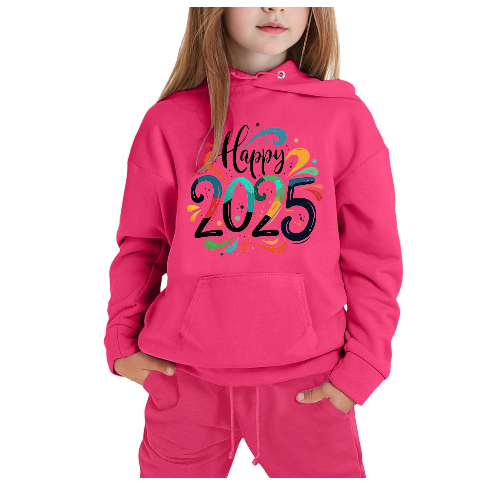 Girl Outfits Size 5 Letter Print 2025 Drop Shoulder Hoodie Sweatshirt