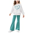 thumbnail image 1 of Girl Outfits Size 7-8 Kids Fall Outfits Girls' 2 Piece Outfits Casual Flared Pants and Long Sleeve Butterfly Sweatshirt Set, 1 of 4