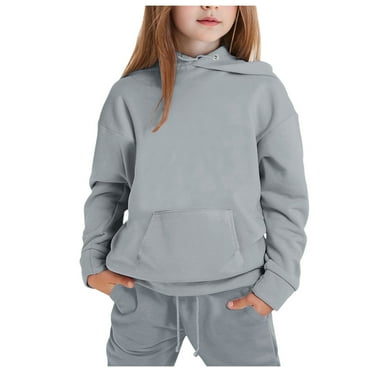 Girl Outfits Size 7-8 Solid Color Long Sleeve Top and Long Pants Sweatsuit Fall Winter Clothing Tracksuit Set,Grey,2-3 Years