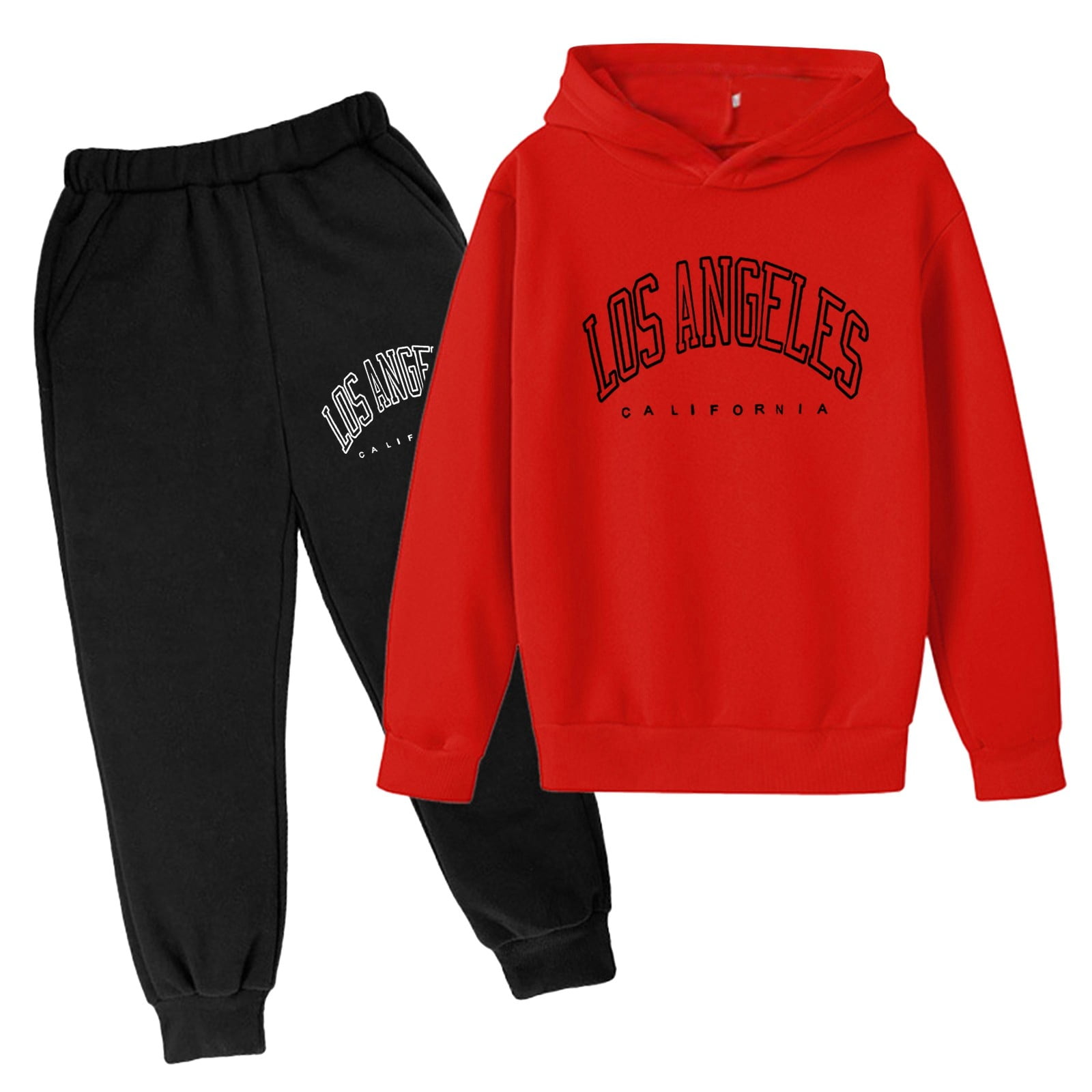 Girl Outfits Size 7 Graphic Sweatshirts and Sweatpants Track Suit for Girls Fall Winter Clothing Set,5-6 Years,Z1-Red