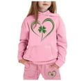 thumbnail image 1 of Girl Outfits Size 7 Graphic Sweatshirts and Sweatpants Track Suit for Girls Fall Winter Clothing Set,6-7 Years,Z5-Pink, 1 of 4