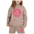 thumbnail image 1 of Girl Outfits Size 7 Graphic Sweatshirts and Sweatpants Track Suit for Girls Fall Winter Clothing Set,Khaki,5-6 Years, 1 of 3