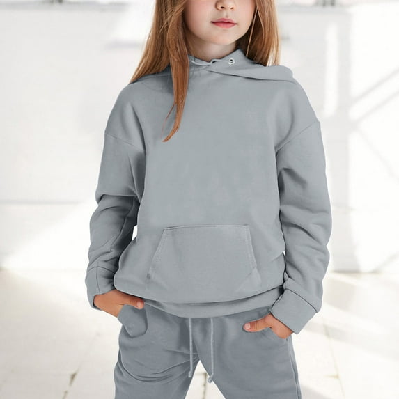 Girl Outfits Size 8 Child Toddler Boys Girls Long Sleeve Solid Warm Hoodie Pullover Tops Pants Kids Outfits Sweat Suit Clothes Kids Girls 10-12