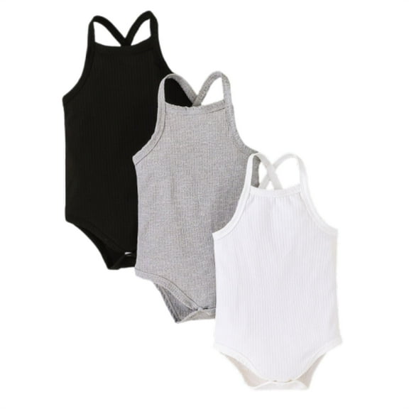 Girl Outfits Solid Color Bodysuit Sleeveless Baby Girl Summer Clothes for Boys 6-9 Months