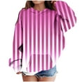thumbnail image 1 of Girl Oversized Sweatshirt Size 10-12 Striped Long Sleeve Loose Casual Hoodies with Pocket Baggy Fall Casual Clothes, Hot Pink, 13 Years, 1 of 2