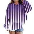 thumbnail image 1 of Girl Oversized Sweatshirt Size 10-12 Striped Long Sleeve Loose Casual Hoodies with Pocket Baggy Fall Casual Clothes, Purple, 9 Years, 1 of 2