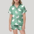 thumbnail image 1 of Girl Pajamas Easter Pajamas Girls Bunny Printed Short Sleeve Button-Down Pjs Set Big Boys Pajamas for Toddler Boys 12-13 Years, 1 of 4