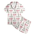 thumbnail image 1 of Girl Pajamas Halloween Classic Satin Pajama Set with Pumpkin Bow Print Kids Baby Girls Short Sleeve Top with Shorts Causal Loungwear Baby Pajamas White 8 Years-9 Years, 1 of 3