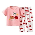 thumbnail image 1 of Girl Pajamas Kids Boys Girls Summer Cartoon Printed Short Sleeved Tops and Shorts 2Pc Pajamas Suit Boys Pajama Pants Pink 4 Years-5 Years, 1 of 3