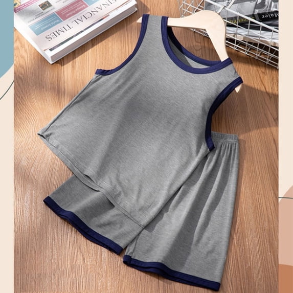 Girl Pajamas Set Gray Crewneck Pullover Top Spring Fall Clothes Tween Pajamas 13-14 Years