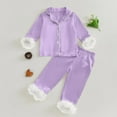 thumbnail image 1 of Girl Pajamas Set Purple Satin Pajamas Kids Girls Boys Long Sleeve 2 Piece Child Kids Pajamas Girls 3T, 1 of 4